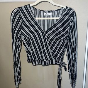Hollister Blouse / Navy and White